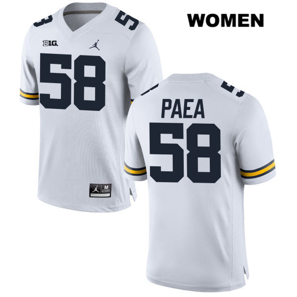 Women's NCAA Michigan Wolverines Phillip Paea #58 White Jordan Brand Authentic Stitched Football College Jersey XQ25B52FW
